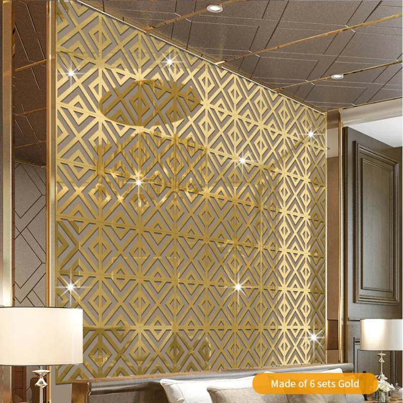 12Pcs 28*28cm 3D Mirror Wall Stickers DIY Hollow Acrylic Wall Home Decor Bedroom Living Room Decoration Sticker Self-adhesive