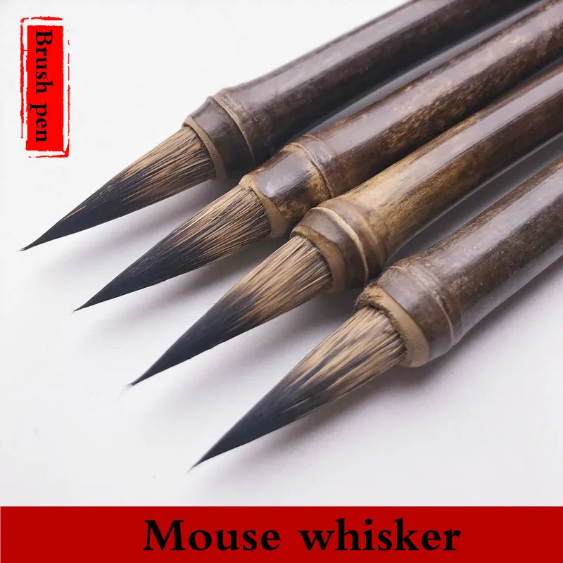 Calligraphy Brush Chinese Retro Bamboo Mouse Whisker Brush Pen for Small Regular Scrip Tinta China Caligrafia Huzhou Ink Pen