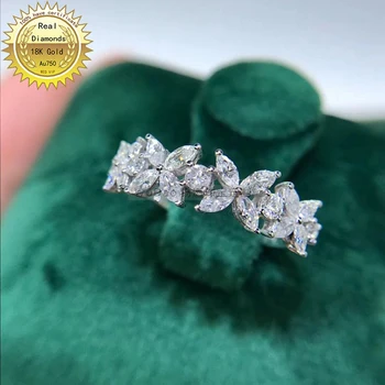 18k 화이트 골드 자연 진짜 0.85ct 다이아몬드 반지 약혼 & 결혼 보석 인증서가 