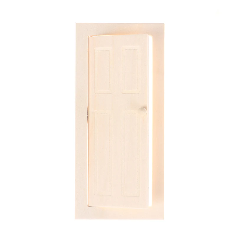 Accesorios de muebles de puerta de madera para interiores en miniatura, decoraciones de casa de muñecas DIY, juguetes para niños, regalo, escala 1/12, 1 Pc