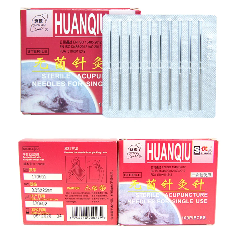 100pcs/box 4 Sizes Acupuncture Needle with Tube Acupuncture Disposable Sterile Beauty Massage Needle