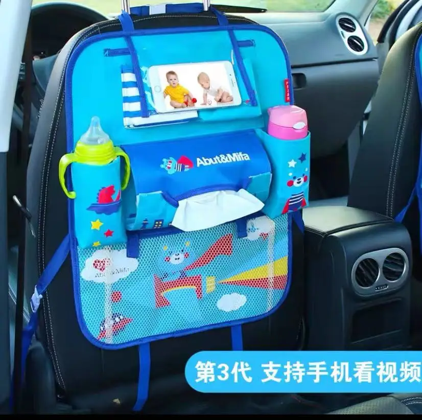 Cartoon Car Seat Back Organizer 3rd Generation Car Organizer with Phone and Pad Bag Stowing Tidying Car Kids Toy Organizer