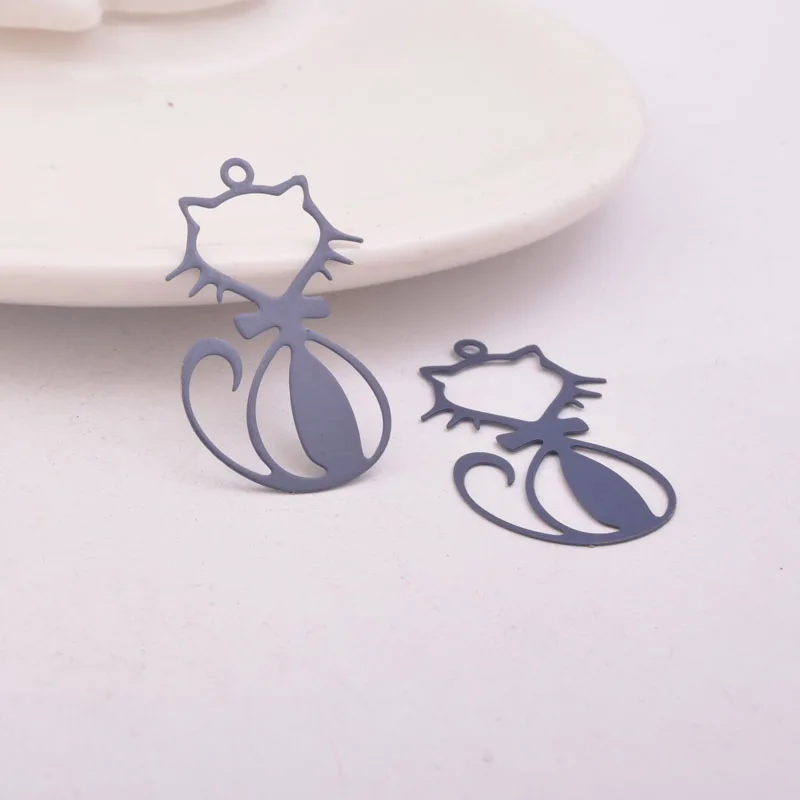 50 Stück AB5283 20*33mm Katzenanhänger mit bemaltem Katzen-Print für Schmuckherstellung – Detail 5