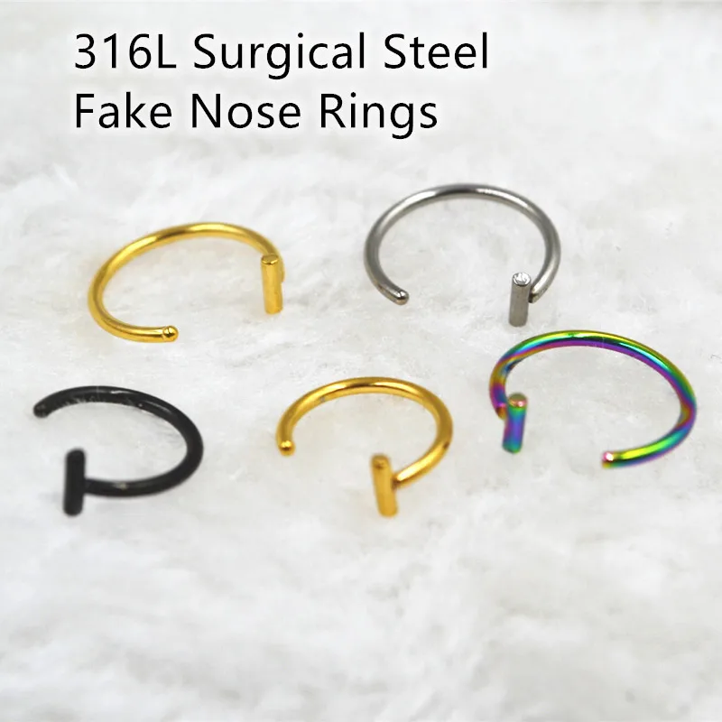 

Lot50pcs Surgical Steel Punk Clip On Fake Nose Lip Hoop Rings Earrings Ear Stud No Hole Body Jewelry