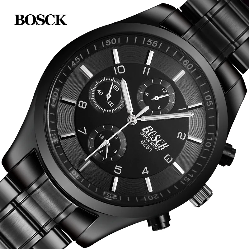 Bosck Men Watch Sports Stainless Steel Hardlex New With Tags Wristwatch Mens Fashion Casual Reloj Hombre Male Quartz-Watch 2020