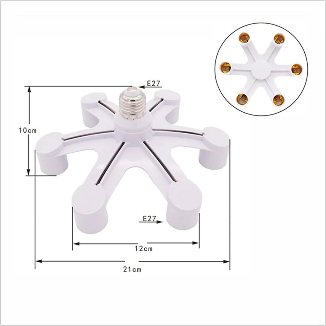 2 pezzi pack Light Socket Splitter, 6 in 1 E27 Multi Light Bulb Adapter Converter portalampada Extender Adapter per sala da pranzo
