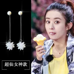 REETI Hot Sale Long Ice flower 925 Sterling Silver Earrings For Women Fashion Jewelry sterling-silver-jewelry pendientes
