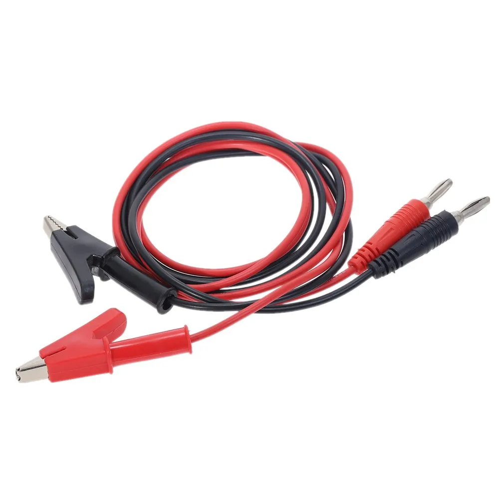 2pcs Copper 4mm Banana Plug to Shrouded Alligator 15A Banana Plug to Alligator Clip Cable Leads 1M For Testing Probe