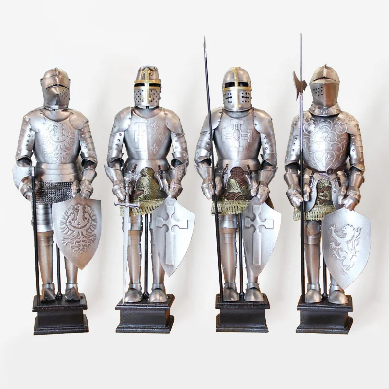 Medieval Armor Knight Statue for Home Decor Retro Iron Nordic Restaurant Embellishments Desk Decoration Classic Accessories