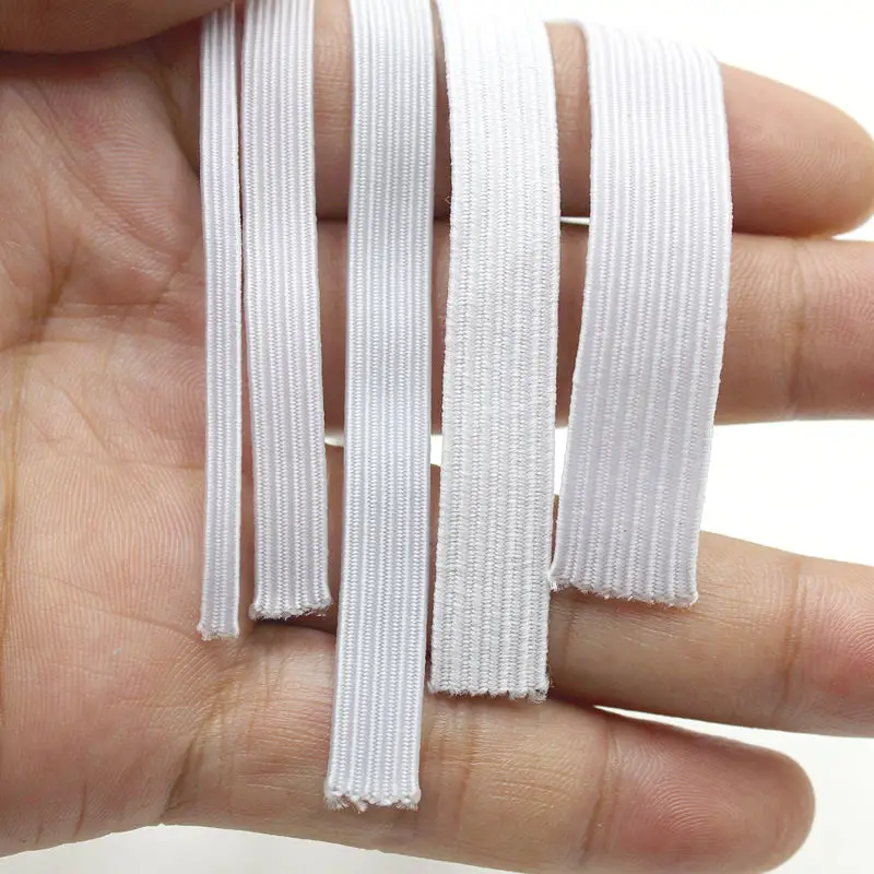 1 rolle Elastische Band Weiß Schwarz Nylon Gummi Band Kabel Geflecht Starken Seil Garment Nähen Zubehör DIY Maske Handwerk 3/6/ 8/10/12mm – Detail 11