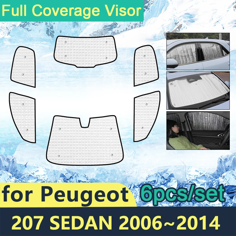 

Full Cover Sunshades For Peugeot 207 Sedan 2006~2014 Car Sun Protection Windshields Side Window Visor Accessories 2011 2012 2013