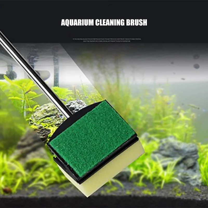 

Double Face Sponge Cleaning Brush Long Steel Handle Aquarium Glass Brush Aquarium Accessories Fish Tank Tools