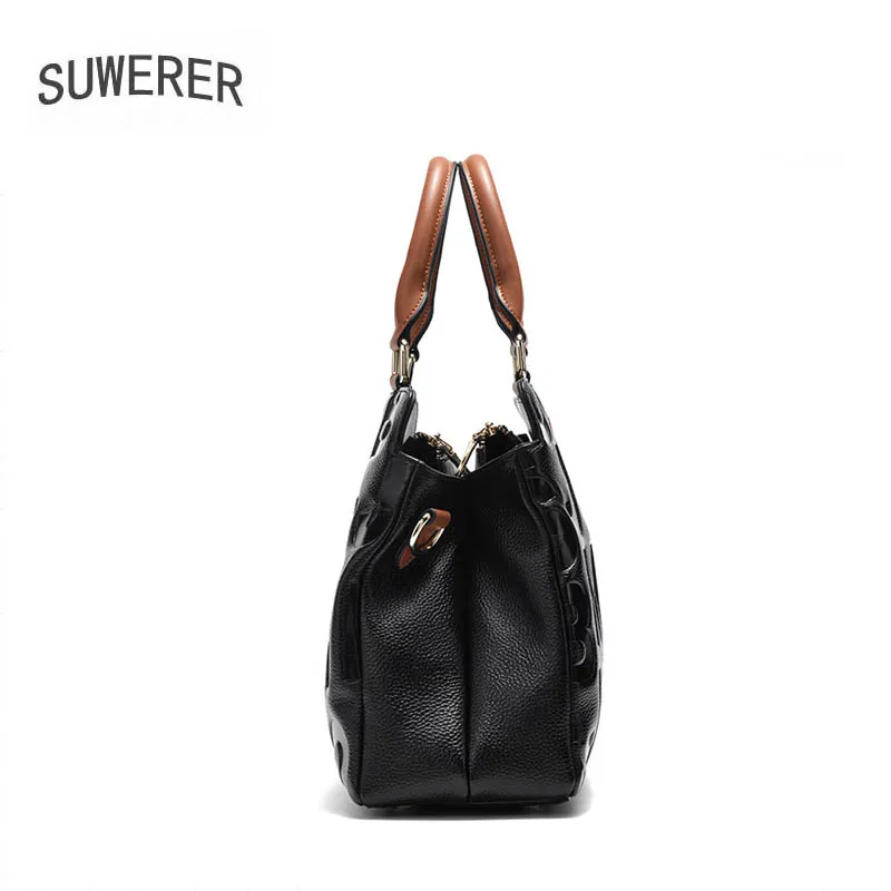 SUWERER New Women Genuine Leather bag Luxury famous brand women real cowhide bag fashion tote bag women leather shoulder bag