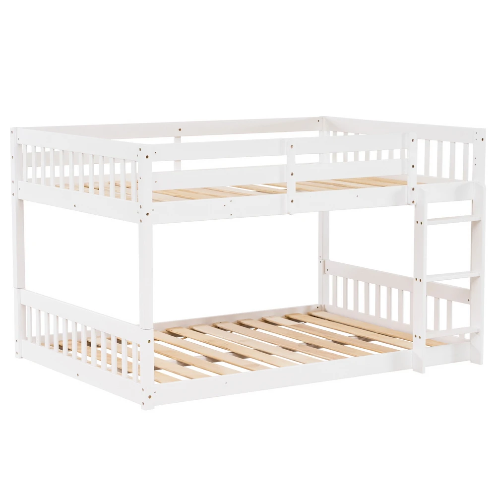 Full/ Twin Sizes Pine Wood Short Bunk Bed Vertical Bed Head 47.5 