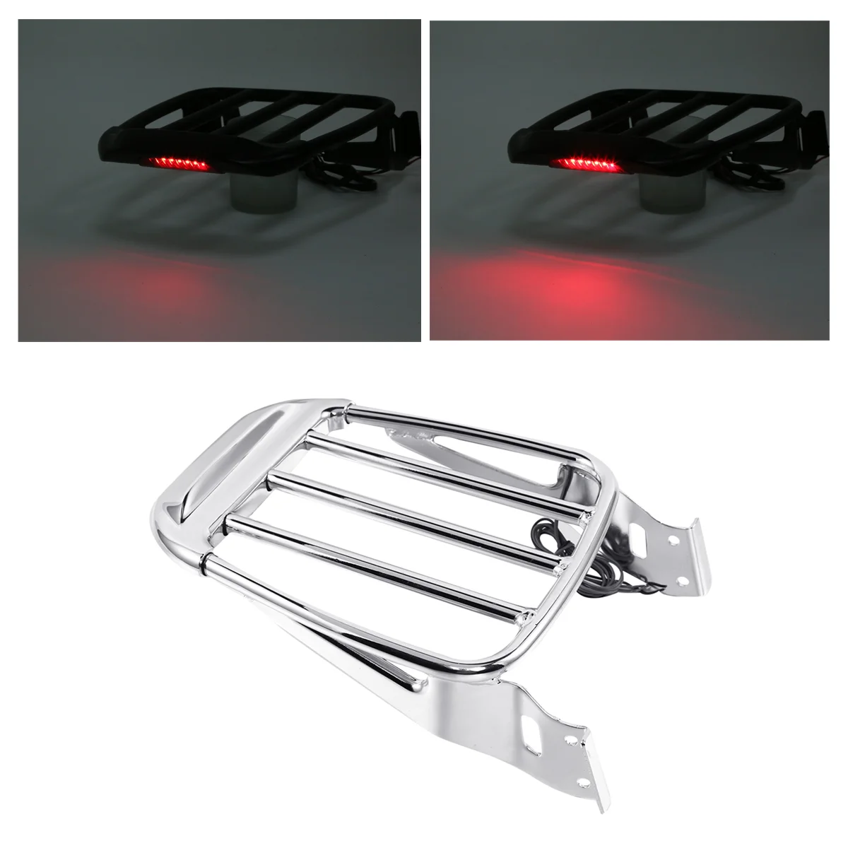 Motorcycle Two-Up Luggage Rack with LED Light For Harley Sportster XL Iron 883 1200 2004-2019 Dyna Street Bob SuperLow 2006-2017