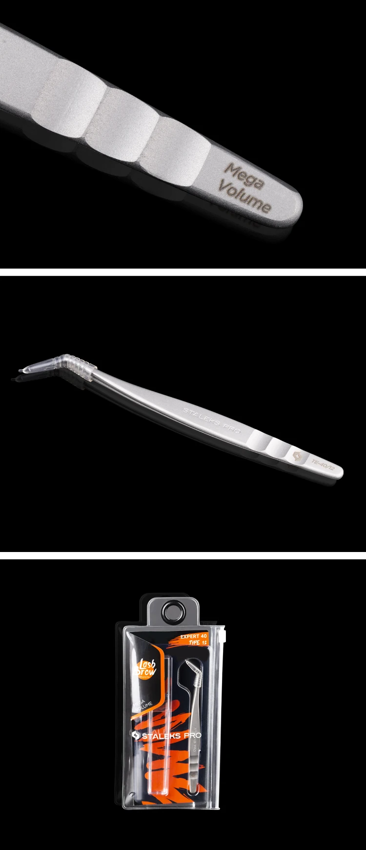 1pc STALEKS Pro High-precision Stainless Steel TE Series Straight Curved Tweezers Grafting Eyelashes Extension Makeup Tool