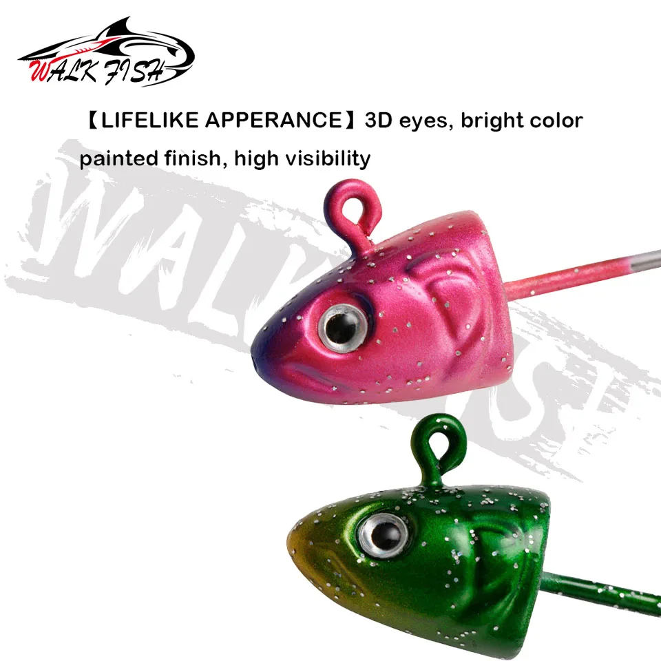 WALK FISH 5PCS/Lot 3.5g 5g 7g 10g Lead Head Fishing Hook Jig Head Hook Jigging Silicone Bait Soft Worm Hook Fishing Tackles