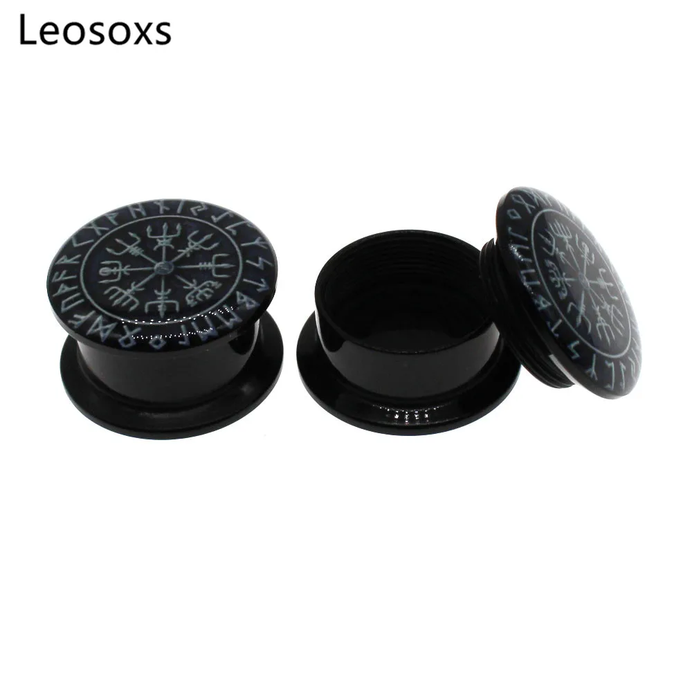 Leosoxs 2pc Acrylic Double Flared Thread Screw Fit Ear Flesh Tunnel Plug Ear Gauge Expander 4-25mm Fashion Jewelry Piercing