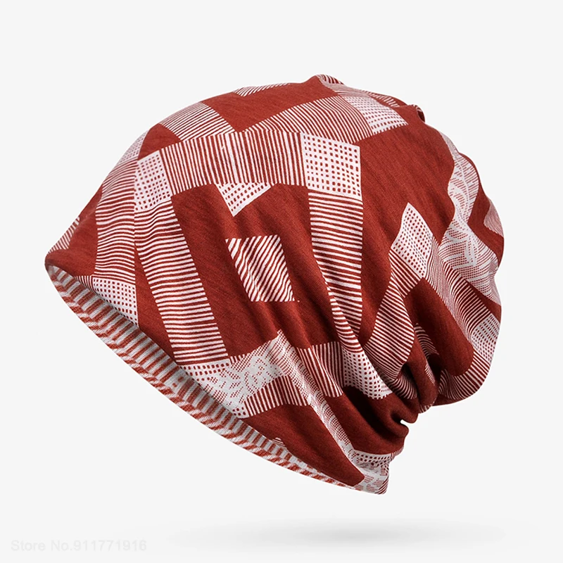Youpin-gorro holgado con patrón geométrico para hombre y mujer, gorro de punto, turbante, transpirable, fino