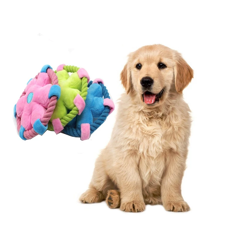 Pet Dog Toys Plush Flower Shaped With Cotton Rope Chew Toy For Dogs Interactive Pet Molar Supplies #