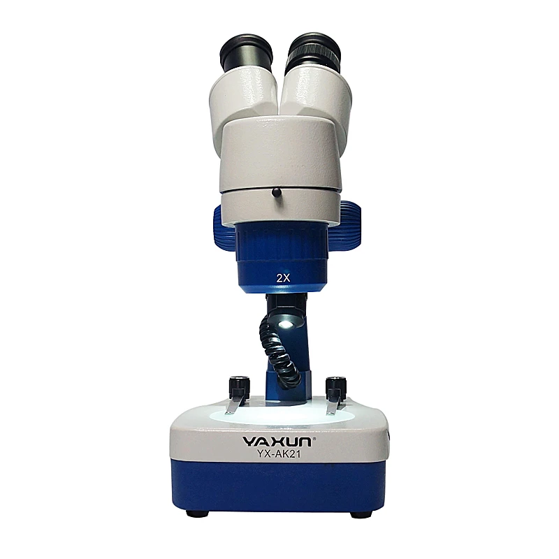 Professional Laboratory YAXUN AK-21 Binocular Stereo Microscope 10X LED High Power Magnifying Glass Clear