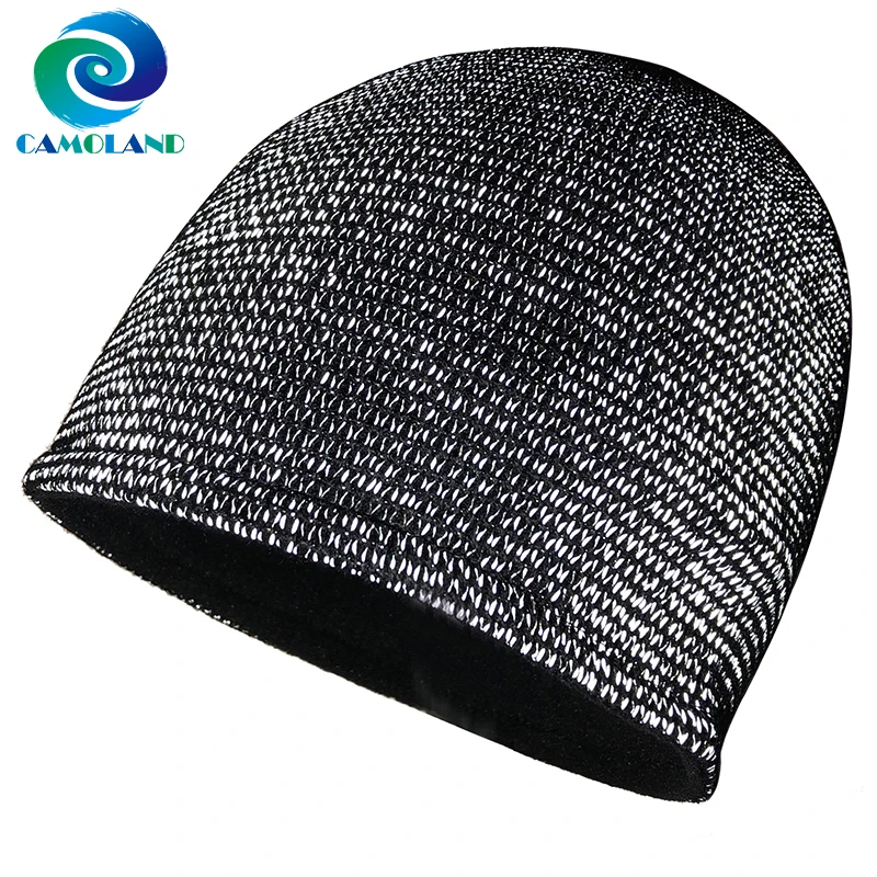 

CAMOLAND Fashion Skullies Beanies Women Men Reflective Beanie Hat Autumn Winter Plus Velvet Knitted Hat Male Warm Hedging Caps