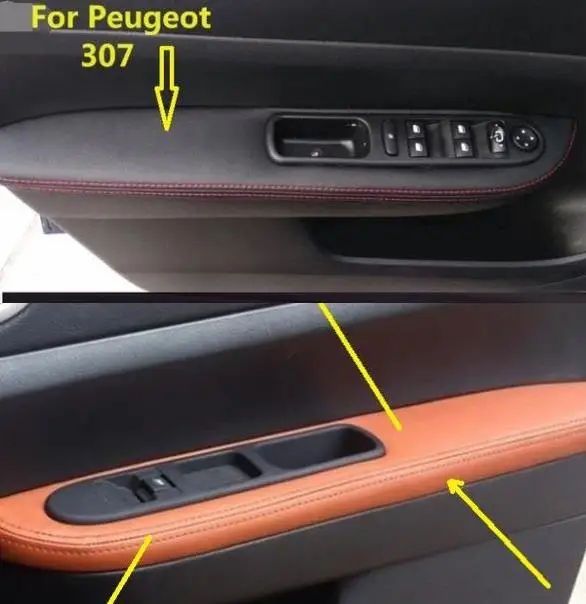 For Peugeot 307 For Peugeot 307cc 2007 Microfiber Leather car Door Armrest Panel Protective Cover car accessories interior