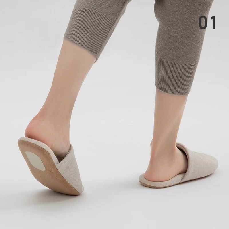 UTUNE Mute Home Slippers For Women Cotton Linen Indoor Flat Shoes Suede Sole Wooden Floor Men Slides Silent Spring Autumn Winter