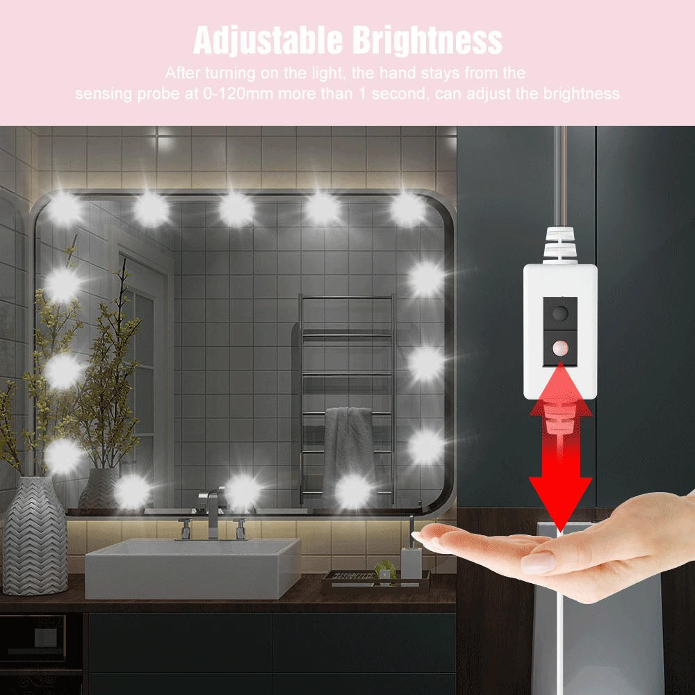 5V Makeup Mirror Light Bulb LED Cosmetic Lamp USB Hollywood Vanity Fill Light Smart Sensor Bulb Dressing Table Lighting For Home