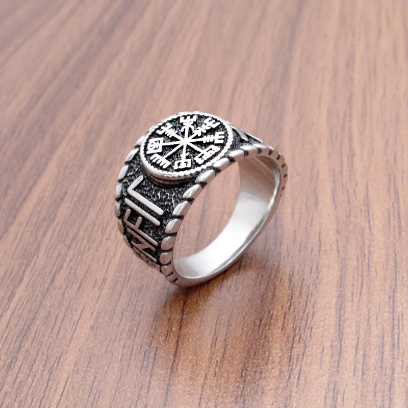 Free Shipping Punk Silver Color 316L Stainless Steel Viking Norse Mythology Odin Ring Men's Amulet For Him Creativity Gift