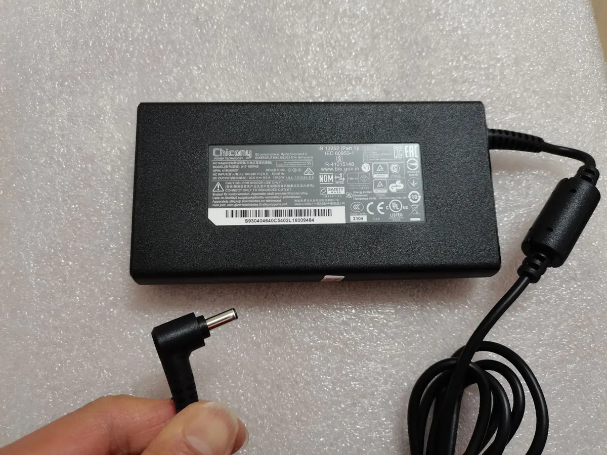 Slim OEM Chicony 20V 9A 4.5mm 180W A17-180P4B AC Adapter For MSI Pulse GL66 11UGKV-001US Gaming Laptop Original Puryuan