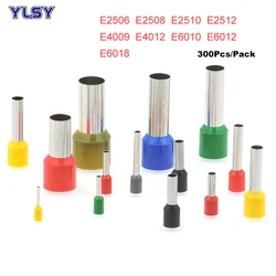 300Pcs Tube Insutated Cord End Terminas Electric Crimp Terminal Wire Connector E2506~6018 Cable Brass Ferrules 14-10AWG 2.5-6mm2