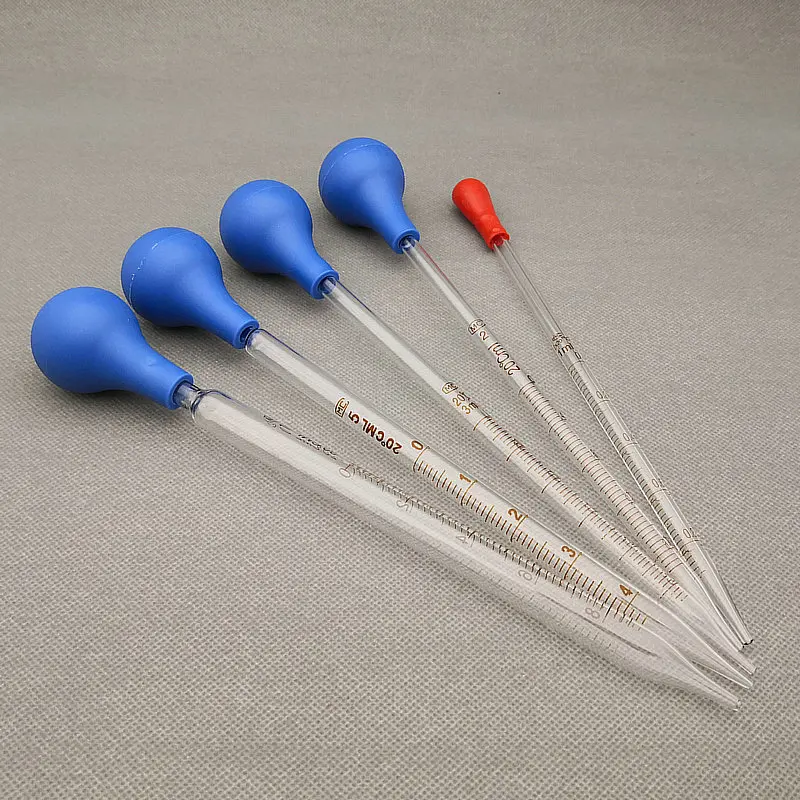 

4pcs/lot Glass Graduated Pipette Dropper Vol. 1ml/2ml/3ml/5ml/10ml Transfering Pipette with Rubber Head