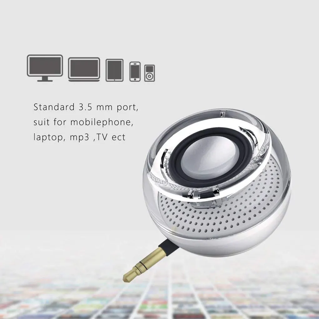 3 5mm Aux Audio Jack Mini Wireless Powerful Crystal Speaker Portable HIFI 3D Surround Phone Speaker For Smart Phone Tablet