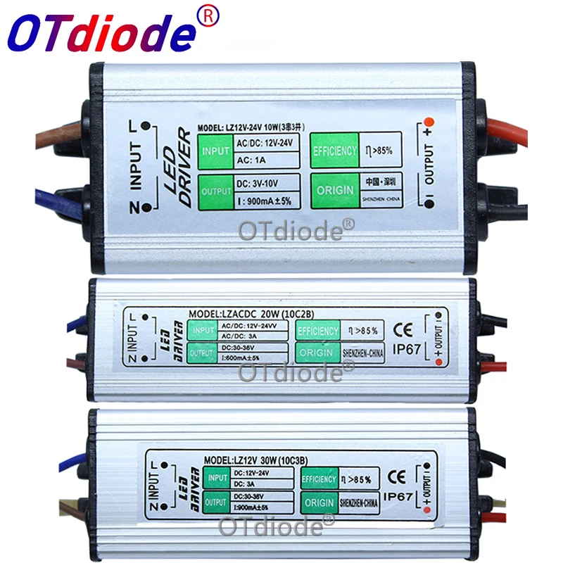 AC 85-265V A DC 3-10 V/DC 30-36 V HA CONDOTTO il Driver IP67 impermeabile di Illuminazione Trasformatori di Alimentazione 10W 20W 30W 50W 100W