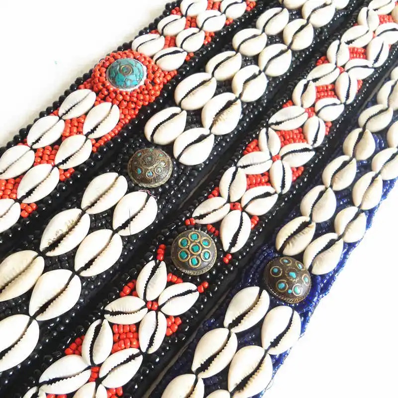 HDC0632 Tibetan Hand Sewed Shell Waistband Lady Decor Belt Multi Colors