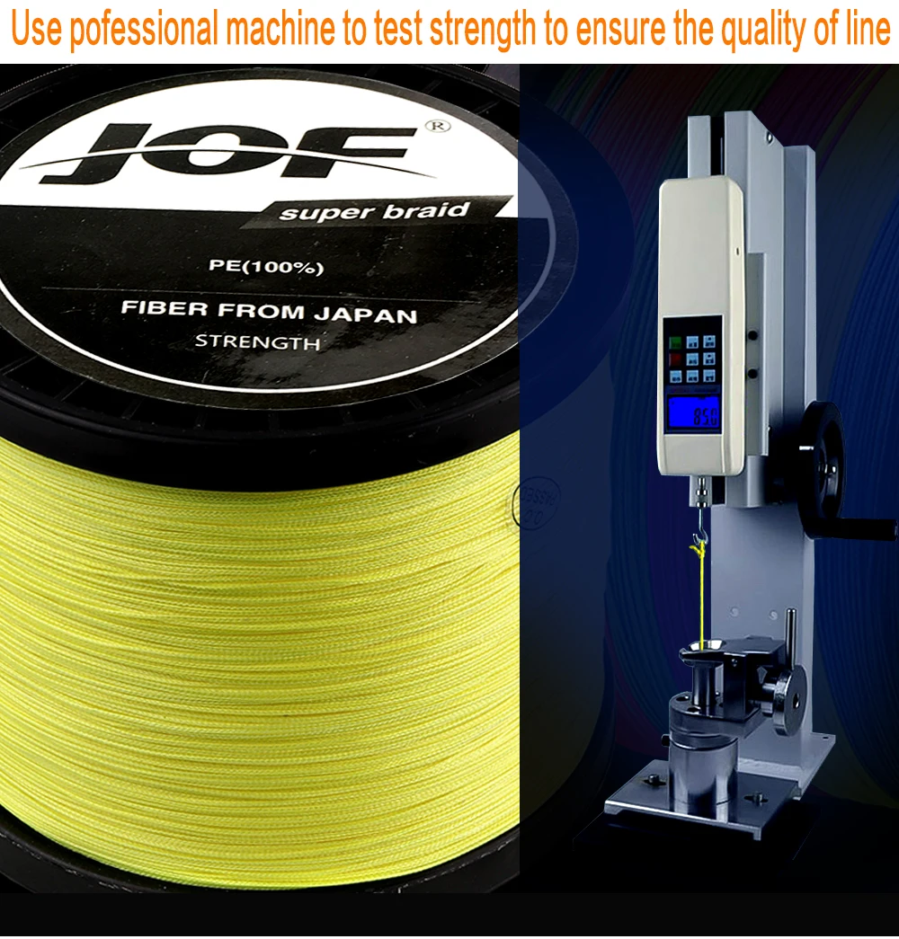 JOF PE-Angelschnur mit geflochtenem Draht, 1000 m, 500 m, 4 Stränge, 0,16 mm–0,50 mm, 18LB-80LB, japanische starke Multifilament-Faser-Angelschnur – Detail 9