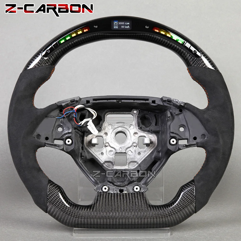 Carbon Fiber Steering Wheel Led Alcantara Leather For Chevrolet Camaro