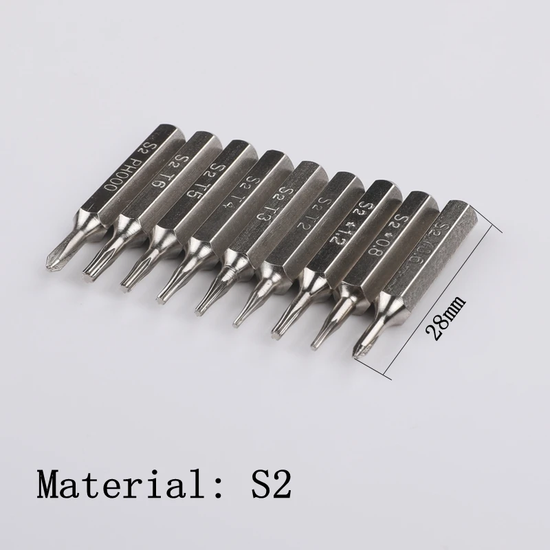 

9pcs Screwdriver Bits H4×28mm Y0.6 T2 T3 T4 T5 T6 Screwdriver Bit Set Hex Shank 28mm Length S2 Screw Driver Tools