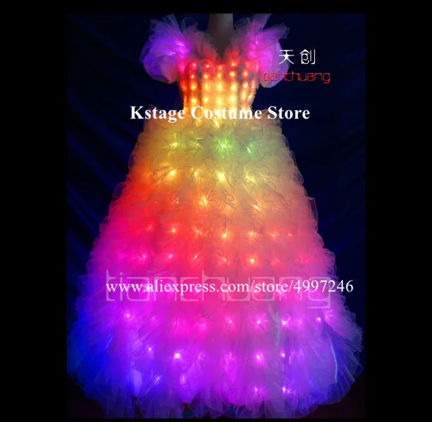 DMX programmable led light dress dj dance costumes luminous glowing skirt celebrate party wears RGB outfit full color led clothe