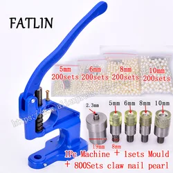 Jeans/Rivet/Eyelets/Snap buttons Sew repair machine.1Pc Hand Press Installation Machine with 1set Dies And1200sets No hole Pearl