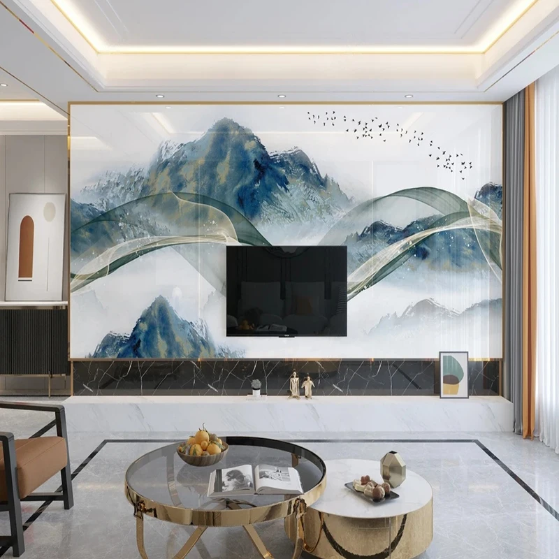 Custom Any Size 3D Self-Adhesive Marble Landscape Background New Chinese Style Stone Tile Wall Papel De Parede Tapety Home Décor