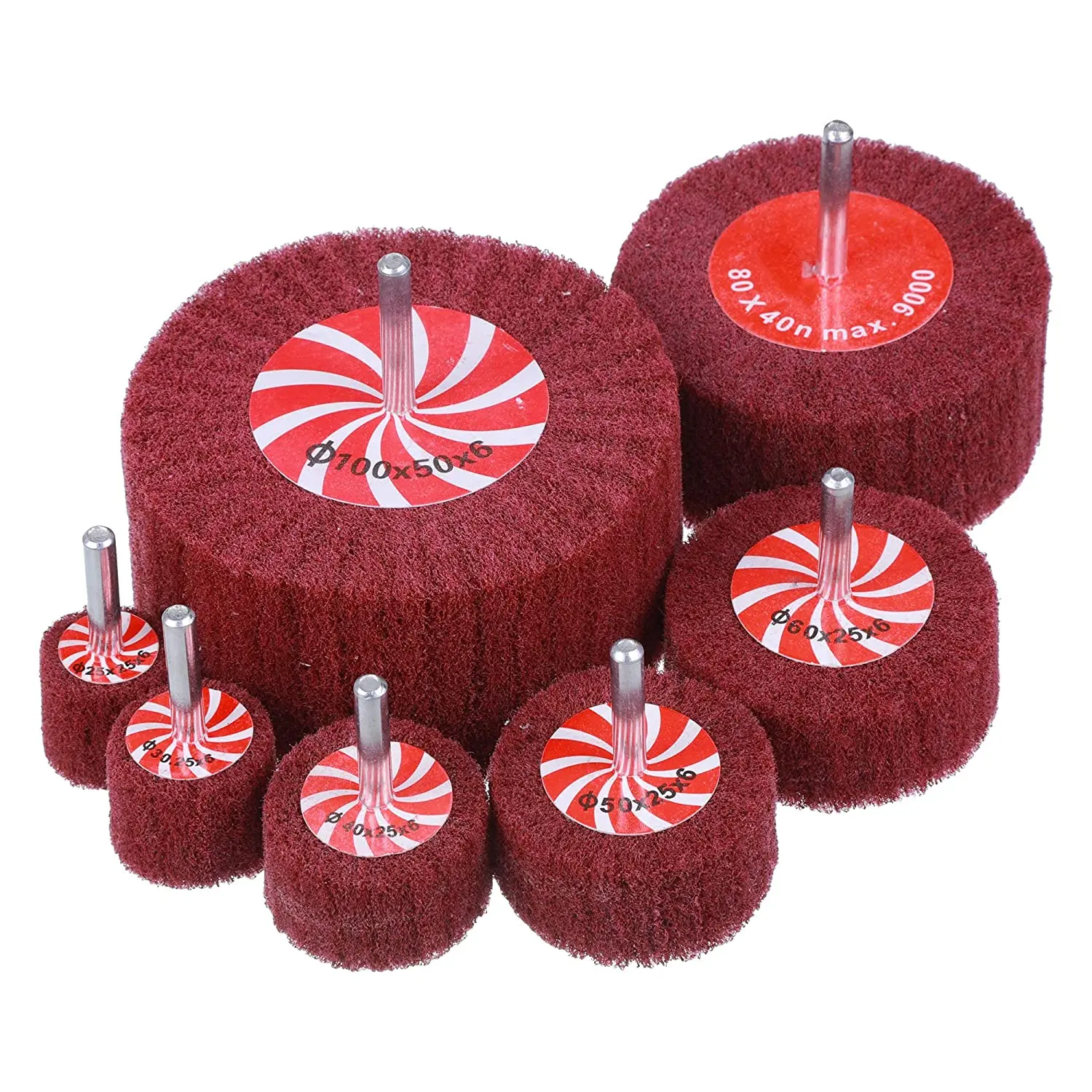 Roue à lamelles Non tissées de 20 à 100mm, tampon à récurer avec tige de 1/4 de pouce, tête de polissage en Fiber pour le nettoyage et l'élimination de la rouille