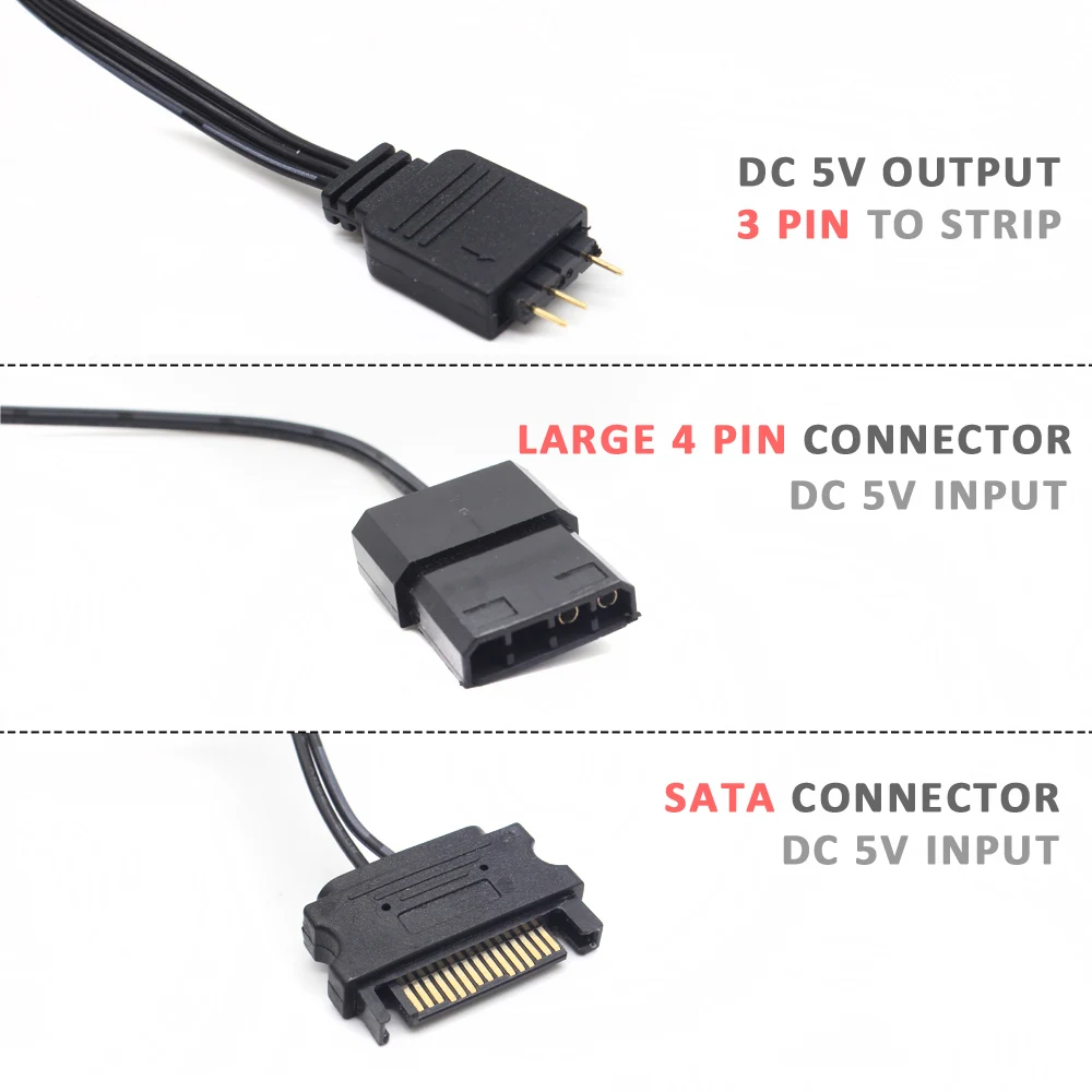 SATA Controller DC 5V 3Pin RF 17 Keys Molex Large 4Pin Pixel PC Controller for WS2812B SK6812 Addressable RGB LED Light Strips