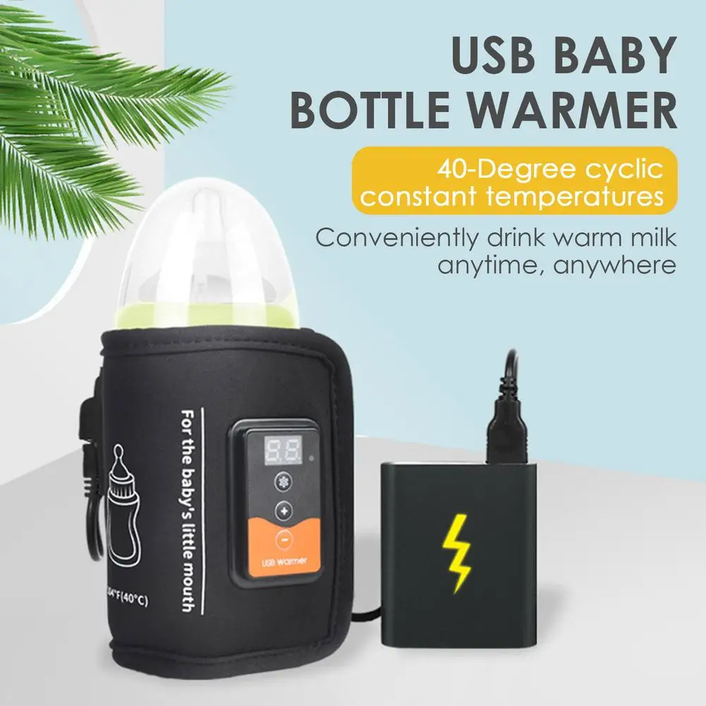 USB Baby Bottle Warmer Portable Travel Milk Warmer Adjustment Infant Feeding Bottle Heated Cover Insulation Thermostat