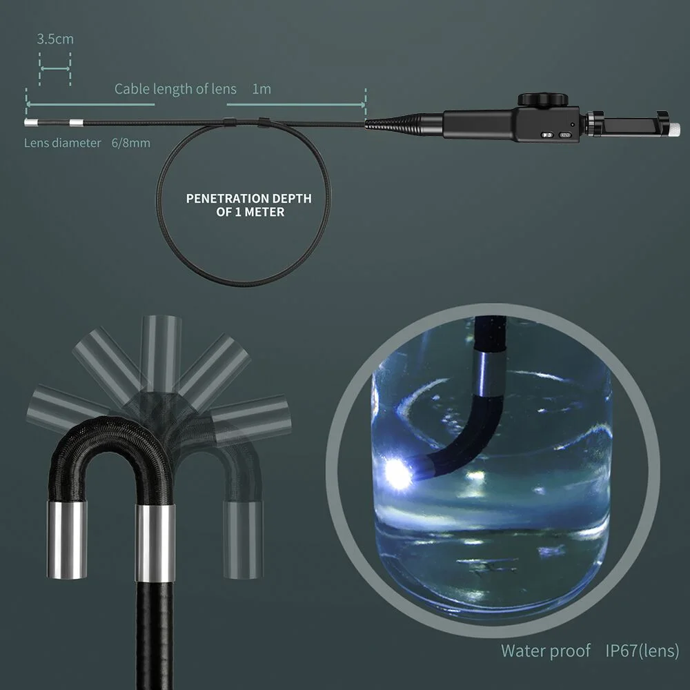 Multifunctional Steering Endoscope USB Articulating Borescope Photo Taking & Video Recording Pipe Camera With 1m Snakelike Tube