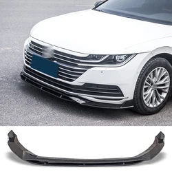 Front Bumper Spoiler Protector Plate Lip Body Kit Carbon Surface Decorative Strip Chin Shovel for Volkswagen ARTEON CC 2019-2024