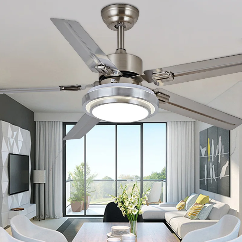 Modern nordic ceiling fan lamp household living room simple dining room bedroom with lamp remote control fan lamp