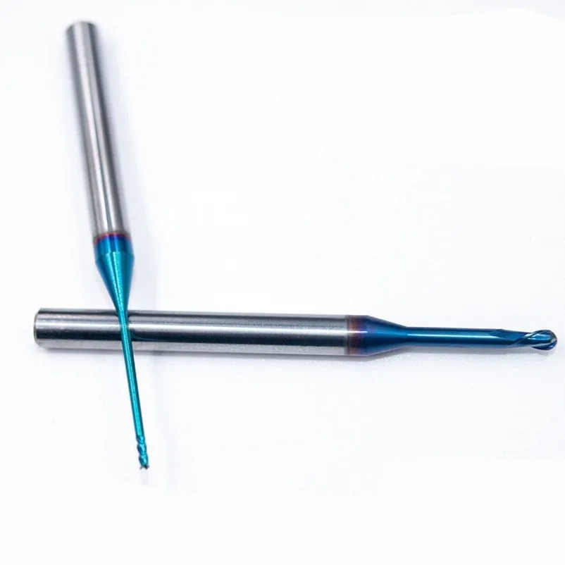 AZZKOR HRC70 Hartmetall-Kugelkopffräser mit blauer Nano-Beschichtung, 2-Schneiden, Tiefenrillenfräser, CNC-Maschinenbearbeitung, Fräswerkzeug – Detail 5