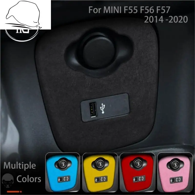 

Turn Fur Suede Wrap Cover For Mini Cooper Hatch F55 F56 F57 2014-2020 Cabrio USB Charger Moulding cap Sticker Accessories